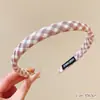 Diadema dulce a cuadros de dopamina para mujer, fresca y casual para el uso diario, diadema de corona alta para maquillaje y lavado de cara, accesorio para el cabello