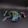Dragón Volador de Doble Cuerno Impreso en 3D con Alas, Articulado Flexible Móvil Gradiente Láser Modelo Popular Juguete para Niños