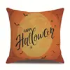 Funda de almohada de lino para Halloween, funda de cojín para reposacabezas impresa