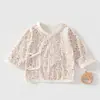 Camisa Meia-Costas Costurada Sem Costura para Recém-Nascido Primavera/Outono Algodão Puro Manga Longa 0-3 Meses Bebê