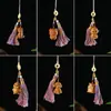 Cadena para Teléfono Móvil de Signo Zodiacal de Sándalo Colgante para Bolso de Coche Llavero de Animal Pequeño Colgante Accesorios de Borla de Colores
