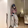 Pantalones de chándal con dobladillo curvo de diseño nicho estilo americano para mujer, Primavera 2025, Pantalones casuales deportivos para danza jazz, Pantalones holgados de pierna ancha de moda