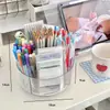 Caja de Almacenamiento para Marcadores Portalápices Giratorio Acrílico Cosméticos Papelería Lápices de Colores Bolígrafo Dormitorio Organizador de Escritorio