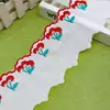 Directamente del fabricante: Adorno de Encaje Bordado Soluble en Agua con Borde Rojo de 8 cm de Ancho, Accesorio Decorativo para Dobladillo de Falda, Tira de Tela de Algodón