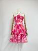 Europeo y Americano Transfronterizo 2025 Nuevo Estilo Dulce Sexy Cuello Halter Elegante Elegante Diseño de Falda Corta en Capas Falda de Princesa