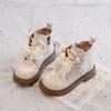 Botas de Algodón de Color Puro para Niños 2026 Otoño e Invierno Nuevo Estilo Forradas de Felpa para Niñas Flor de Perla Lazo Antideslizantes Cálidas