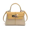 Bolsa Transversal Popular Kelly Bag Feminina Pu Linho Costura Pequena Quadrada Alta Qualidade Cor Contrastante Luxo Acessível Bolsa Transversal