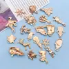 Colgante Mixto de Aleación de Zinc para Joyería DIY - Nieve de Oro 21 Quilates, Muñeco de Nieve, Alce, Copo de Nieve, Bastón de Caramelo, Campana