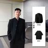 Terno de túnica chinesa preta pura para homens e novo estilo Shuai Zhao Shanhe Mesmo Estilo Top Primavera e Outono Novo Casaco Estilo Chinês Cyber Celebrous Shoulder Pad Collar Jacket