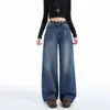 Jeans largos young orange # estilo retrô americano preto e cinza para mulheres, cintura alta, corte solto, modelador, com caimento fluido, estiloso, versátil e comprimento total