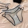 Pure Desire Code ~ Panties sin costuras con borde de encaje Malla Sexy Cintura baja Entrepierna de algodón puro Calzoncillos tipo hipster con trasero abullonado para mujer