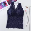 Hermoso Chaleco de Celebridad de Internet Espalda Sexy Encaje Cuello V Suspensor Largo Exterior Ropa Interior Base Anti-Exposición con Copas Top Tubo