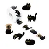 1 Rolo/500 Folhas de Adesivos em Rolo Gato Preto Desenho Animado Fofo Material Decorativo Fita Adesiva Essencial para Estudantes Adesivos de Vedação