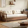 Sofá cama de madera maciza estilo vintage, verde retro, plegable, de doble uso, multifuncional, con almacenamiento, para salas de estar pequeñas