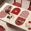 2026 Nuevo Mantel Grueso Antiescaldado, Mantel Rojo de Año Nuevo, Resistente al Aceite, Impermeable, Sin Lavado para Mesa de Café