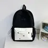 Mochila escolar estilo coreano casual para aluno do ensino fundamental aluno do ensino médio com bordado de laço mochila de dupla alça mochila leve de viagem