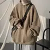 Moletom com Capuz Masculino 2026 Cor Sólida Aveludado Espesso Novo Estilo Jaqueta com Capuz Solta Peso Pesado Estilo Americano Par Top