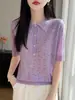 Transfronterizo 2026 Verano Nuevo Estilo Suéter de Punto Fino de Lana para Mujer con Cuello Polo de Manga Corta y Diseño Hueco, Camiseta Base Fina de Cuello Solapa