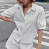 Camisa de Popelina de Manga Corta Casual de Moda de Color Sólido para Mujer, Nueva Primavera 2026, Transfronteriza AliExpress 3564163