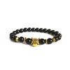 Joyería transfronteriza pulsera elástica de 8 mm de piedra esmerilada cabeza de leopardo piedra volcánica cabeza de león para hombre y mujer con diamantes incrustados al por mayor