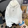 Sudadera con Capucha de Dos Piezas Falsas Forrada de Polar para Hombre, Nueva Tendencia Otoño e Invierno 2026, Chaqueta Gruesa Retro Americana con Media Cremallera