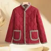 Abrigo grueso de algodón con cuello alto para otoño e invierno para mujer, chaqueta cálida ajustada de talla grande para madres de mediana edad y mayores, chaqueta acolchada de algodón al por mayor para mujer
