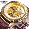 Winner 338# Reloj mecánico automático de movimiento mecánico hueco de ocio de moda para hombre de estilo europeo y americano