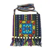 Bolsa de Estilo Étnico de Yunnan de un Solo Hombro Cruzada con Cremallera Bolsa con Borlas Bolsa Oculta de Cuentas de Tela Bolsa Bordada Suministro Transfronterizo