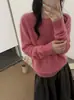 26 Nueva Colección de Otoño: Suéter básico de punto de manga larga con cuello redondo y color liso estilo coreano, versátil para uso casual y de oficina, prenda base para mujer