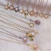 Cadena de perlas naturales de agua dulce bañada en cobre y oro auténtico, collar de lujo de alta gama con micro circonitas brillantes, cadena de clavícula de moda.
