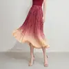 Falda de Línea A Plisada con Degradado de Gama Alta, Nuevo Diseño de Nicho con un Estilo Inspirado en Miyake, Favorecedora y Adecuada para el Trabajo, Falda Larga con Dobladillo Amplio