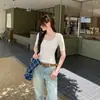 Camiseta Básica de Lyocell Estilo Coreano, Cuello en U Simple, Manga Media, Amigable con la Piel, Transpirable, Corte Ajustado, Favorecedora y Versátil