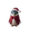 Nuevo Producto Transfronterizo, Interesante y Creativo Pingüino Pequeño Navideño Colgante Plano Acrílico Decoración de Espejo Retrovisor de Coche