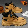 Botas Masculinas de Inverno com Forro de Lã Cano Alto Botas de Trabalho Retrô Britânicas Masculinas Sapatos de Algodão Quentes com Solado Grosso Botas Curtas