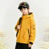 Jaqueta infantil para atividades ao ar livre outono e inverno roupa pai e filho nova roupa infantil meninos meninas roupas alunos do ensino fundamental jaqueta com forro de fleece crianças mais velhas
