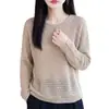 Cross2026 Outono/Inverno Novo Tricô Fino Gola Redonda Manga Longa Feminino Fio Dourado e Prateado Lantejoulas Base Camada Superior