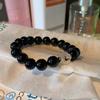Pulsera Zodíaco 2023 Pulsera de Pareja para Hombres y Mujeres Pulsera Elástica de Obsidiana con Cuentas Negras de la Suerte para el Año de Nacimiento de Moda