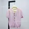 Comercio Exterior Transfronterizo Marca B Más Vendido Verano 2026 Nuevo Delgado Hueco Cuello en V Color Sólido Manga Corta Cardigan de Punto de Lana para Mujer