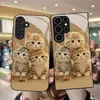Adequado para capa de celular Samsung S26ULTRA com três gatinhos fofos, capa protetora S24, capa de vidro temperado A57, A07