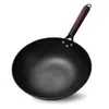 Wok de Hierro de Fondo Plano Zhangqiu Wok Casero Wok Hecho a Mano a la Antigua Usanza Wok Antiadherente Cocina de Inducción Estufa de Gas Universal