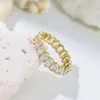Anillo Ovalado Completo de Diamantes, Moderno, Brillante, Lujo Ligero, Joyería de Diseño de Nicho, Versátil para el Día a Día, No se Desvanece, Venta al por Mayor