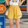 Shorts Esportivos Femininos Verão Novo Estilo Coreano Cintura Alta Soltos Casuais Calças de Perna Larga para Meninas Meninas Quentes Bordados Hot Pants de Corrida