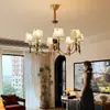 Lámpara Colgante de Tela Luz de Sala de Estar Estilo Mid-Century Luz de Comedor Diseñador Francés Retro Lirio del Valle Luz de Madera Maciza Hierro Sin Escrúpulos