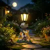 Maceta Multifuncional Transfronteriza Artesanías de Resina para Gatos Adornos Luz Solar Exterior Paisajismo de Jardín y Patio Luz Nocturna