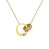 [Cuerpo completo de acero de titanio] Collar de oro real con doble anillo y diamantes, estilo horno de viento simple, para mujer, accesorios de cadena de clavícula de celebridades de Internet