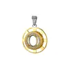 Plata de Ley S925 Configuración Redonda Geométrica en Forma de Rueda Colgante Accesorio DIY Hecho a Mano para Joyería de Piedra Preciosa Ovalada