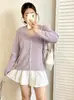 Ropa para mujer de talla grande, chaqueta top versátil holgada de manga larga, cárdigan de punto casual 2026 para señoras de talla grande