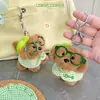 Muñeco de Peluche Lindo de Perro con Gafas de Trébol de Cuatro Hojas, Llavero Colgante, Exquisita Decoración para Mochila, Muñeco de Máquina de Garra