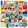 50 Piezas de Pegatinas Retro de Graffiti de Viaje para Diarios, Maletas, Fundas de Teléfono, Cuadernos, Pegatinas Decorativas Impermeables Removibles