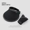 Sombrero de Sol para Mujer con Parte Superior Abierta Plegable Verano Nuevo Sombrero de Sol Sombrero Protector Solar Estilo Extranjero Anti-UV Pegamento Negro Ala Ancha